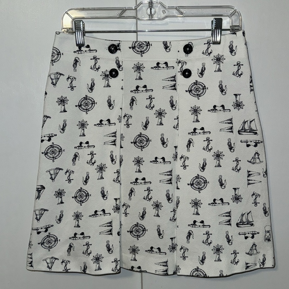 Brooks Brothers Nautical Coastal Sailing Print Skirt Women’s 4 Black & White